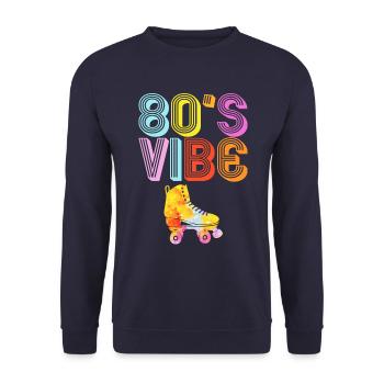 80er Vibe - Rollschuhlaufen - Rollschuhlaufen 80er - Unisex Pullover - Navy - Vorne - Alina (178cm) & Michal (187cm)