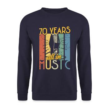 Vintage Musician 1954 70 Jahre Jubiläum - Unisex Pullover - Navy - Vorne - Alina (178cm) & Michal (187cm)