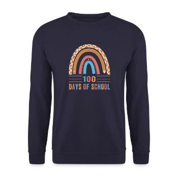 Retro 100 Days Of School Rainbow - Unisex Sweatshirt - navy - Front - Alina (178cm) & Michal (187cm)