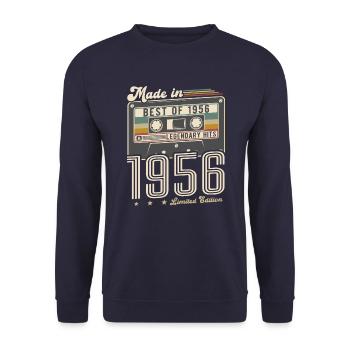 Jahrgang 1956 Vintage Geburtstag Best of 1956 - Unisex Pullover - Navy - Vorne - Alina (178cm) & Michal (187cm)
