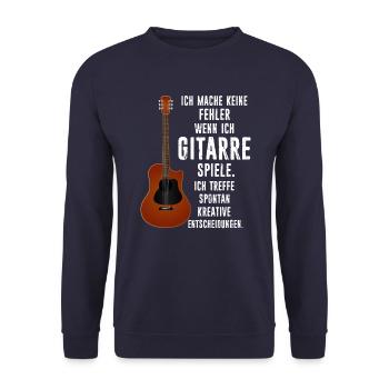 ICH MACHE KEINE FEHLER WENN ICH GITARRE SPIELE... - Unisex Pullover - Navy - Vorne - Alina (178cm) & Michal (187cm)