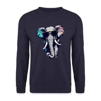 Cool Elephant - Elephant with sunglasses - Unisex Sweatshirt - navy - Front - Alina (178cm) & Michal (187cm)
