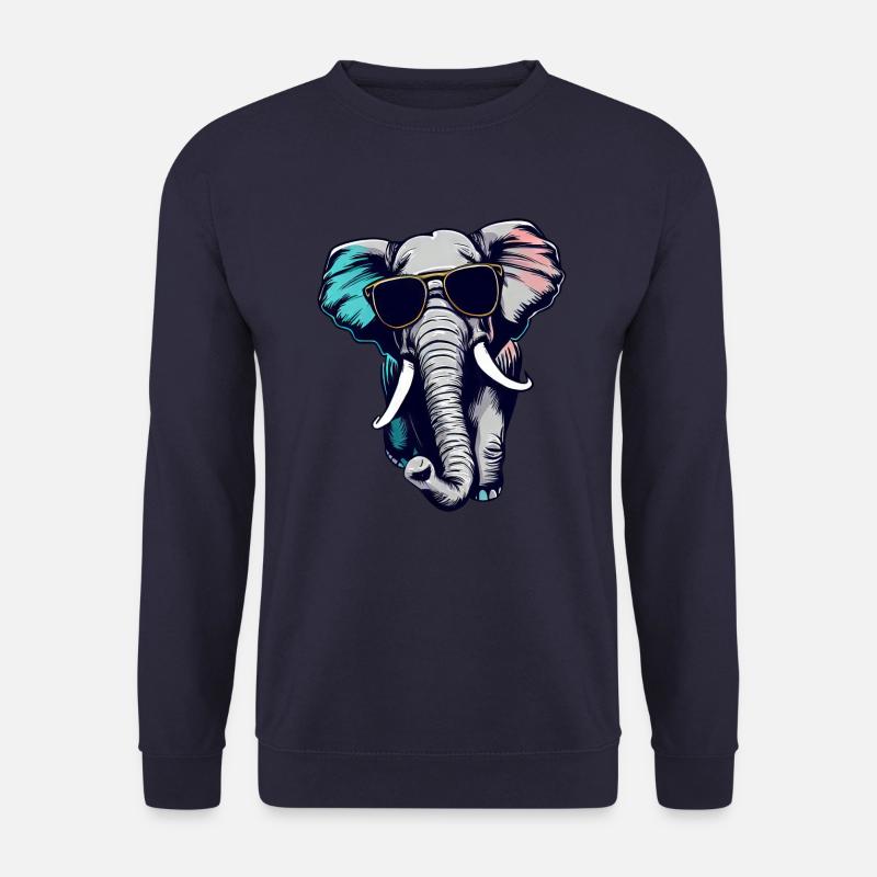 Cool Elefant - Elefant mit Sonnenbrille - Unisex Pullover - Navy