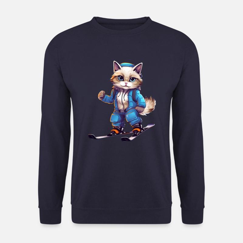 Ragdoll Katze Ski Wintersport Skifahrer - Unisex Pullover - Navy