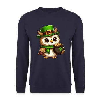 Goldene Eule St. Patricks Day - Unisex Pullover - Navy - Vorne - Alina (178cm) & Michal (187cm)