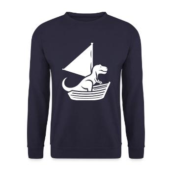 Cool Summer Sailboat T-Rex Silhouette - Unisex Sweatshirt - navy - Front - Alina (178cm) & Michal (187cm)
