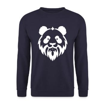 Panda with Beard Minimalist Bear Portrait - Unisex Sweatshirt - navy - Front - Alina (178cm) & Michal (187cm)