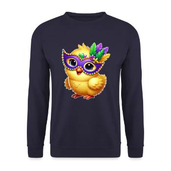 Mardi Gras Küken süßes Huhn Cartoon Design - Unisex Pullover - Navy - Vorne - Alina (178cm) & Michal (187cm)