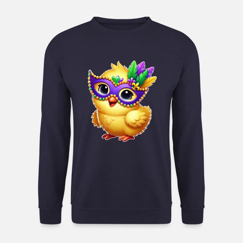 Mardi Gras poussin mignon poulet dessin animé Design - Sweat-shirt Unisexe - marine