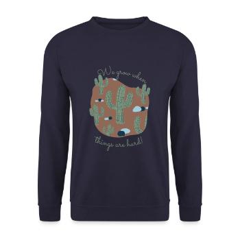 brauner Wüstenhintergrund Saguaro-Kaktus - Unisex Pullover - Navy - Vorne - Alina (178cm) & Michal (187cm)
