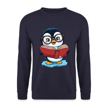 Pingouin Kawaii avec Licorne Ouftit - Sweat-shirt Unisexe - marine - Devant - Alina (178cm) & Michal (187cm)