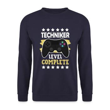 Techniker Level Complete Techniker - Unisex Pullover - Navy - Vorne - Alina (178cm) & Michal (187cm)