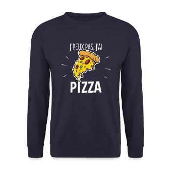 J'PEUX PAS, J'AI PIZZA (Tshirt humour - H/F) - Sweat-shirt Unisexe - marine - Devant - Alina (178cm) & Michal (187cm)