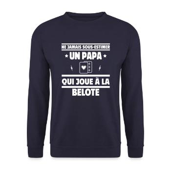 un papa qui joue à la belote - Sweat-shirt Unisexe - marine - Devant - Alina (178cm) & Michal (187cm)