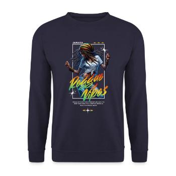 Reggae Vibes Rasta Woman Dancing - Unisex Pullover - Navy - Vorne - Alina (178cm) & Michal (187cm)