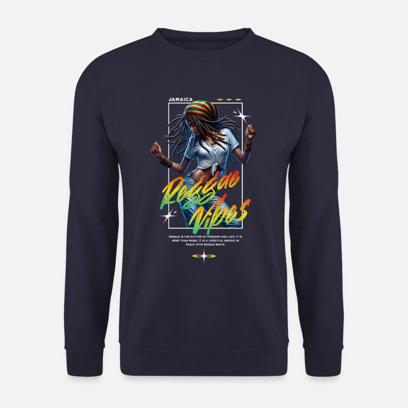 Reggae Vibes Rasta Woman Dancing - Unisex Pullover - Navy