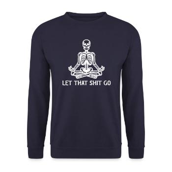Skelett meditieren - Unisex Pullover - Navy - Vorne - Alina (178cm) & Michal (187cm)