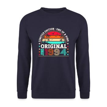 Original June 1994 28th Birthday Gift Men - Unisex Sweatshirt - navy - Front - Alina (178cm) & Michal (187cm)