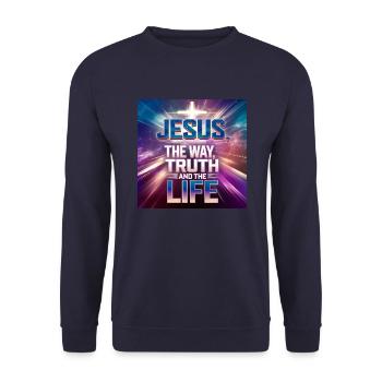 Jesus – The Way, the Truth and the Life - Unisex Sweatshirt - navy - Front - Alina (178cm) & Michal (187cm)
