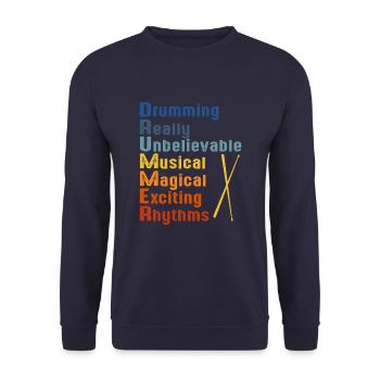 Tambour Batteur Tambour Joueur de Batterie - Sweat-shirt Unisexe - marine - Devant - Alina (178cm) & Michal (187cm)