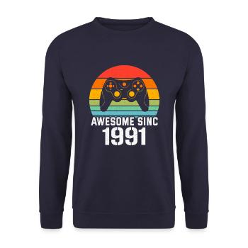 1991 Birthday Gift For All Gamers 1991 - Unisex Sweatshirt - navy - Front - Alina (178cm) & Michal (187cm)