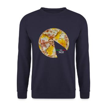 Pizza pur! Für alle, die Ananas auf Pizza ablehnen - Unisex Pullover - Navy - Vorne - Alina (178cm) & Michal (187cm)