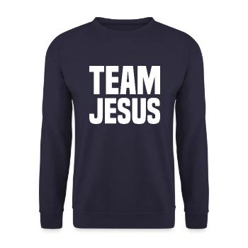 Team Jesus - Unisex Sweatshirt - navy - Front - Alina (178cm) & Michal (187cm)