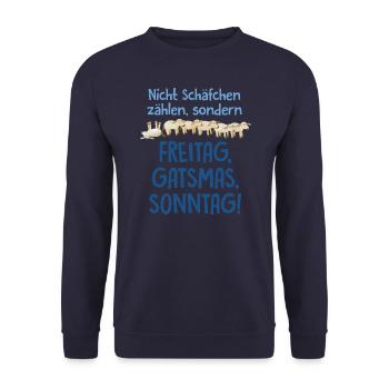 The Sams Freitag, Gatsmas, Sonntag - Unisex Sweatshirt - navy - Front - Alina (178cm) & Michal (187cm)