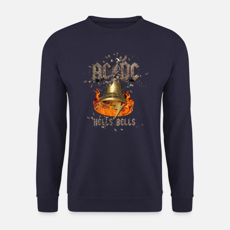 AC/DC Hells Bells Glocke Mit Flammen Und Logo - Unisex Pullover - Navy