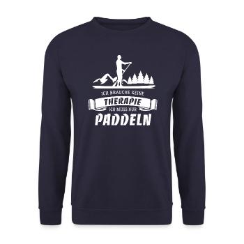 SUP Ich brauche keine Therapie - nur Paddeln - Unisex Pullover - Navy - Vorne - Alina (178cm) & Michal (187cm)