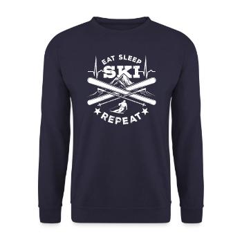 Eat Sleep Ski Repeat - Ski - Ski - Unisex Sweatshirt - navy - Front - Alina (178cm) & Michal (187cm)