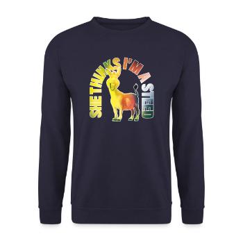 Shrek Design Donkey & Quote She Thinks I'm A Steed - Unisex Sweatshirt - navy - Front - Alina (178cm) & Michal (187cm)