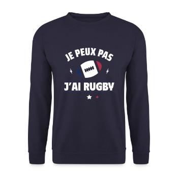 Je Peux Pas J'ai Rugby Humour Cadeau - Sweat-shirt Unisexe - marine - Devant - Alina (178cm) & Michal (187cm)