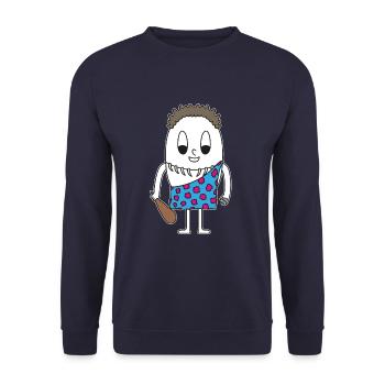 Stone Age Man Egg - Unisex Sweatshirt - navy - Front - Alina (178cm) & Michal (187cm)