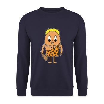 Stone age man egg - Unisex Sweatshirt - navy - Front - Alina (178cm) & Michal (187cm)