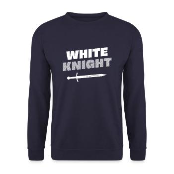Weißer Ritter der Romantiker - Unisex Pullover - Navy - Vorne - Alina (178cm) & Michal (187cm)