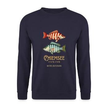 Chiem Lake Bavarian Sea Pisces Coordinates - Unisex Sweatshirt - navy - Front - Alina (178cm) & Michal (187cm)