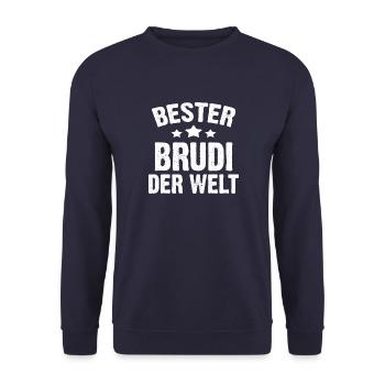 Bester Brudi Der Welt Bruder Kollege Geschenk - Unisex Pullover - Navy - Vorne - Alina (178cm) & Michal (187cm)