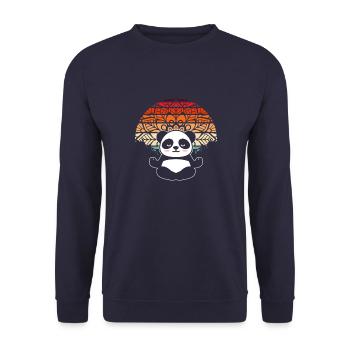 Panda Yoga Pose Meditate Meditation Gift - Unisex Sweatshirt - navy - Front - Alina (178cm) & Michal (187cm)