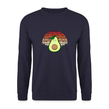 Yoga Avocado Meditation Spiritual Yoga Pose Retro - Unisex Sweatshirt - navy - Front - Alina (178cm) & Michal (187cm)