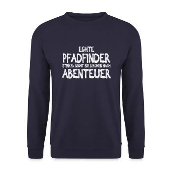 echte Pfadfinder stinken nicht Wanderer Natur - Unisex Pullover - Navy - Vorne - Alina (178cm) & Michal (187cm)