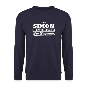 Simon Name Vorname Spitzname Geschenk Ehemann - Unisex Pullover - Navy - Vorne - Alina (178cm) & Michal (187cm)