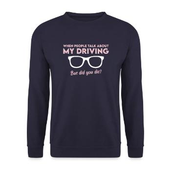 Car driver gift joke driver license accident car - Unisex Sweatshirt - navy - Front - Alina (178cm) & Michal (187cm)