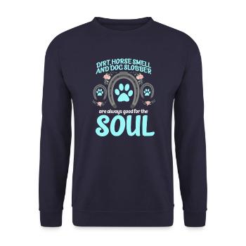 Dirt Horse Smell And Dog Slobber Hundehalter Hunde - Unisex Pullover - Navy - Vorne - Alina (178cm) & Michal (187cm)