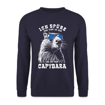 Ich spüre das Tier in mir, es ist ein Capybara - Unisex Pullover - Navy - Vorne - Alina (178cm) & Michal (187cm)