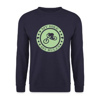 Fahrrad BMX Mtb biken - Unisex Pullover - Navy - Vorne - Alina (178cm) & Michal (187cm)