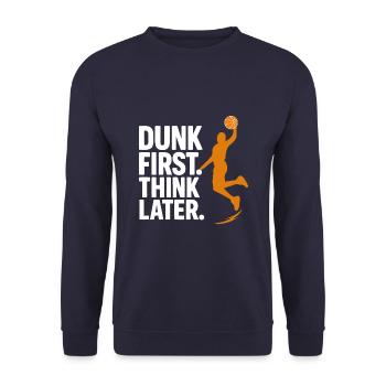 Dunk First T-Shirt Basketball Basketball Basketball - Unisex Pullover - Navy - Vorne - Alina (178cm) & Michal (187cm)