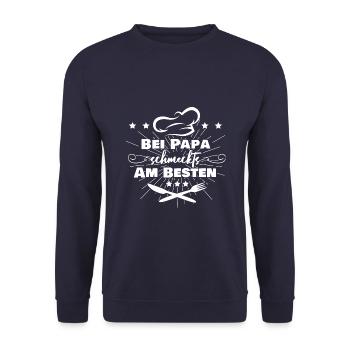 Bei Papa Schmeckts Am Besten Kochmütze Bester Koch - Unisex Pullover - Navy - Vorne - Alina (178cm) & Michal (187cm)