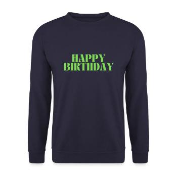 Happy Birthday - Unisex Pullover - Navy - Vorne - Alina (178cm) & Michal (187cm)