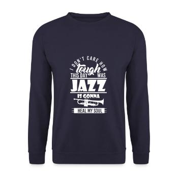 Jazz is the music of the rhythmic man - Unisex Sweatshirt - navy - Front - Alina (178cm) & Michal (187cm)